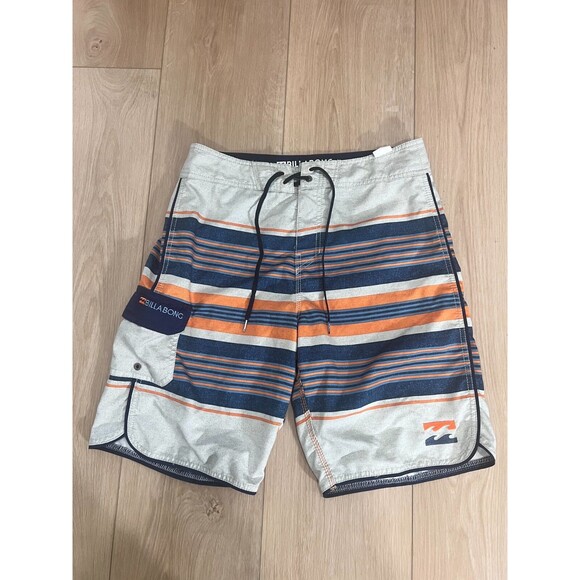Billabong Shorts Mens 32 Blue Striped Board Unlined Surf Cargo Pocket - Picture 1 of 8